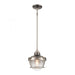 Seaway Passage 1-Light Mini Pendant in Black Nickel and Satin Nickel with Clear Ribbed Glass