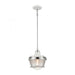 Seaway Passage 1-Light Mini Pendant in White and Polished Nickel with Clear Ribbed Glass