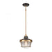 Seaway Passage 1-Light Mini Pendant in Oil Rubbed Bronze and Satin Brass with Clear Ribbed Glass