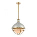 Jenna 1-Light Pendant in Satin Silver and Satin Brass with Opal White Glass