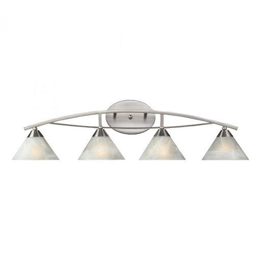 Elysburg 4-Light Vanity Lamp in Satin Nickel with White Marbleized Glass