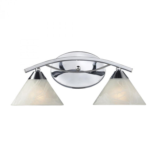 Elysburg 2-Light Vanity Lamp in Polished Chrome with White Marbleized Glass