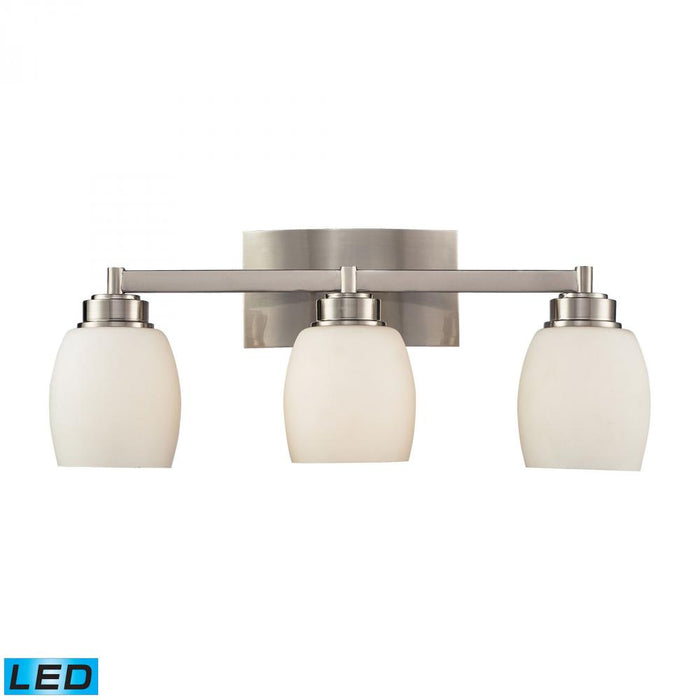 Northport 3-Light Vanity Lamp in Satin Nickel with Opal Glass - Includes LED Bulbs