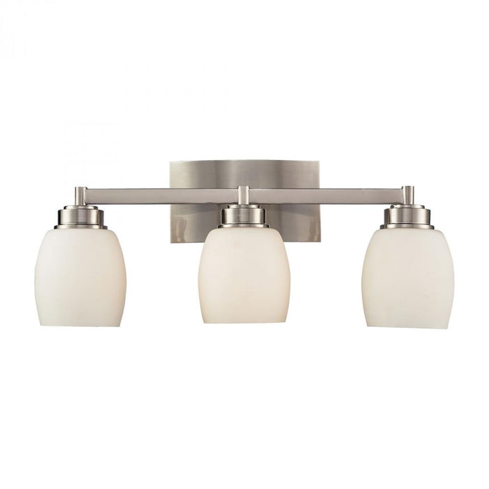 Northport 3-Light Vanity Lamp in Satin Nickel with Opal Glass