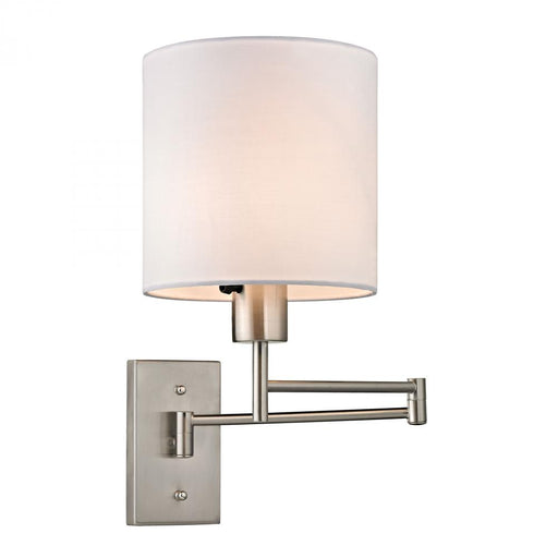 Carson 1-Light Swingarm Wall Lamp in Brushed Nickel with White Shade