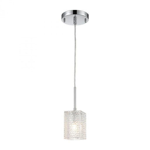 Ezra 1-Light Mini Pendant in Polished Chrome with Textured Clear Crystal