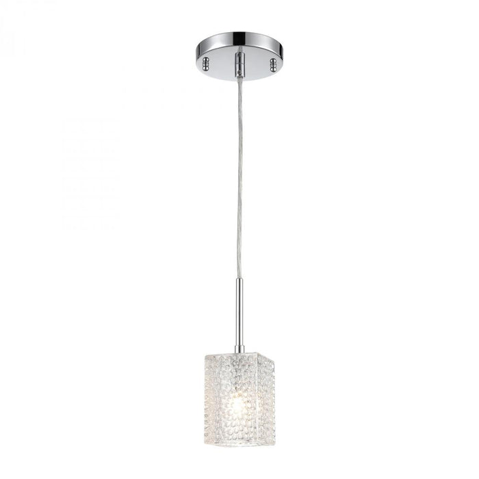 Ezra 1-Light Mini Pendant in Polished Chrome with Textured Clear Crystal