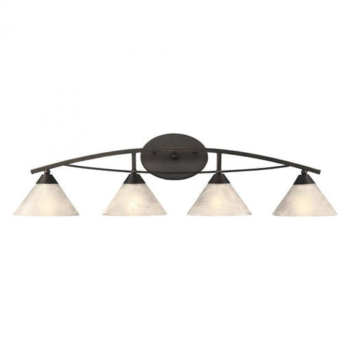 Elysburg 4-Light Vanity Lamp in Oil Rubbed Bronze with White Marbleized Glass