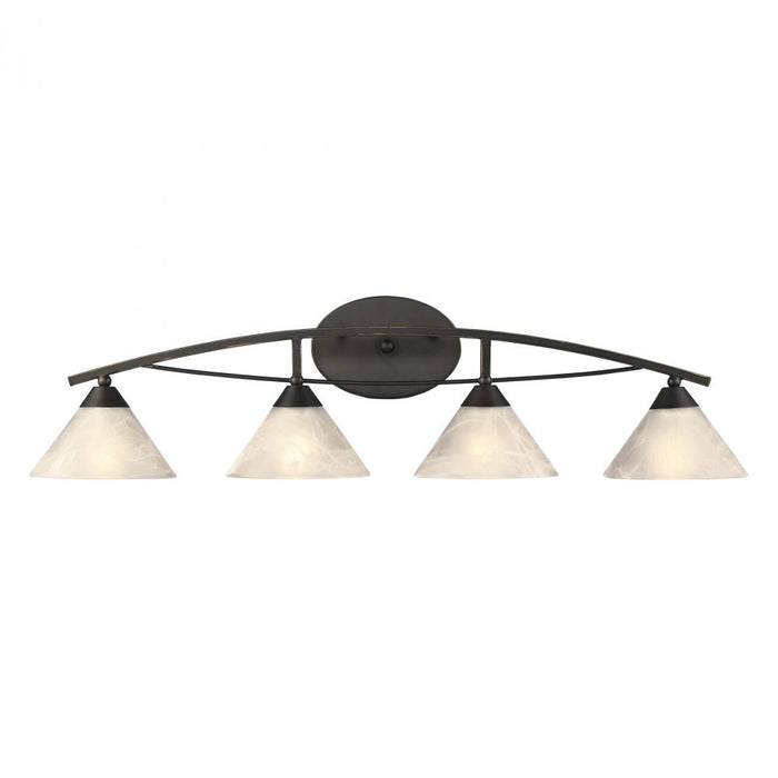 Elysburg 4-Light Vanity Lamp in Oil Rubbed Bronze with White Marbleized Glass