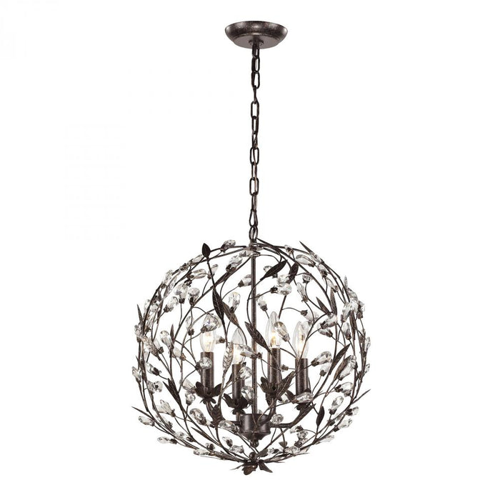 Circeo 4-Light Chandelier in Deep Rust with Crystal