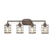 Gilbert 4-Light Vanity Light in Rusted Coffee and Light Wood with Seedy Glass