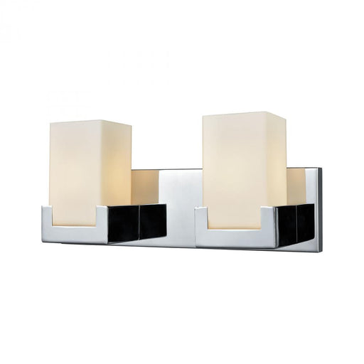 Balcony 2-Light Vanity Lamp in Polished Chrome with Opal White Glass