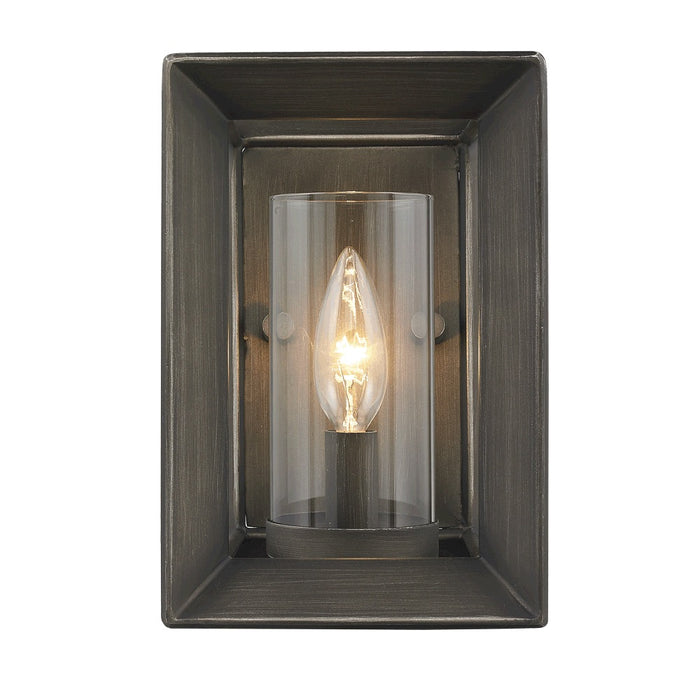 Smyth 1 Light Wall Sconce (Gunmetal Bronze & Clear Glass)