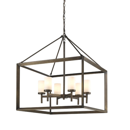 Smyth 6 Light Chandelier (Gunmetal Bronze & Opal Glass)