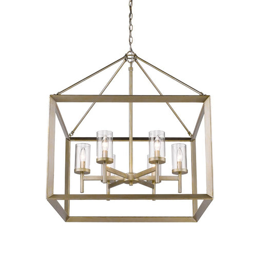 Smyth 6 Light Chandelier (White Gold & Clear Glass)