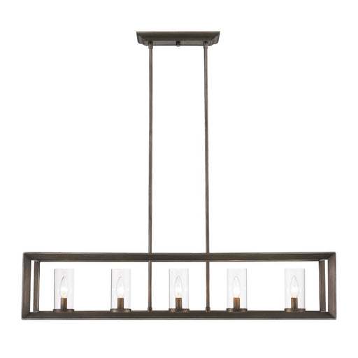 Smyth 5 Light Linear Pendant (Gunmetal Bronze & Clear Glass)