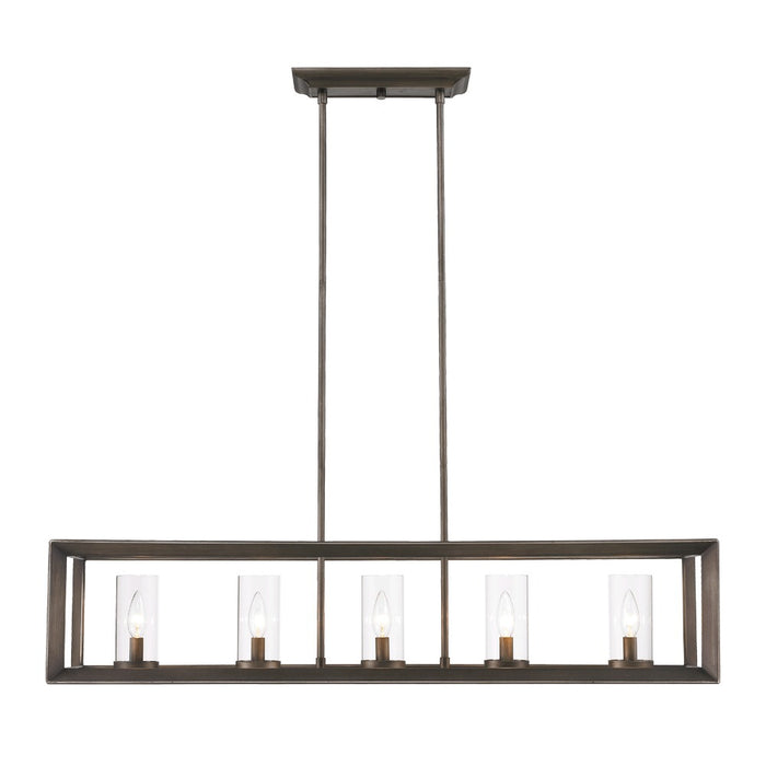 Smyth 5 Light Linear Pendant (Gunmetal Bronze & Clear Glass)