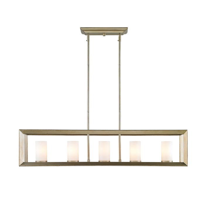 Smyth 5 Light Linear Pendant (White Gold & Opal Glass)