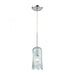 Hand Formed Glass 1-Light Mini Pendant in Polished Chrome with Aqua Hand Formed Glass