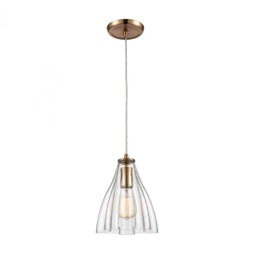 Matilda 1-Light Mini Pendant in Satin Brass with Clear Wavy Glass