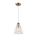 Matilda 1-Light Mini Pendant in Satin Brass with Clear Wavy Glass