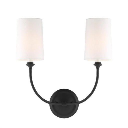 Libby Langdon For Crystorama Sylvan 2 Light Black Forged Sconce