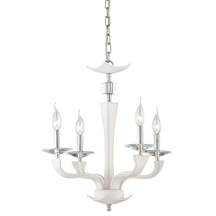 Pella, 4Lt Chandelier, Chrome/White