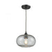 Volace 1-Light Mini Pendant in Oiled Bronze with Rotunde Gray Speckled Blown Glass