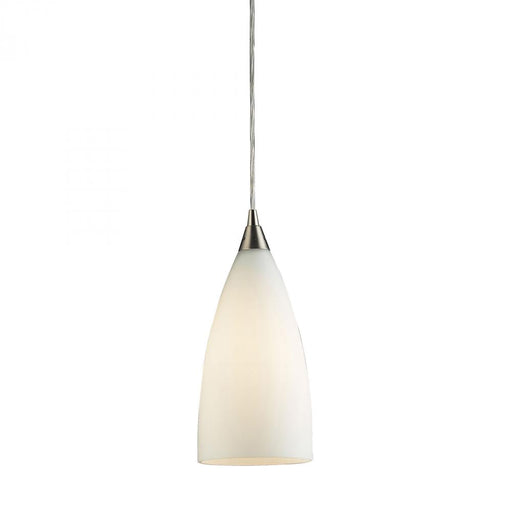 Vesta 1-Light Mini Pendant in Satin Nickel with White Glass