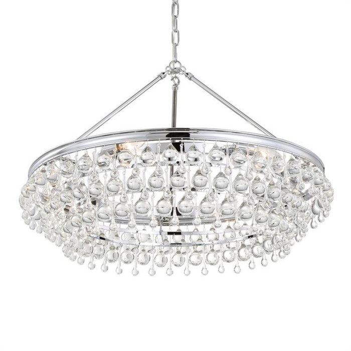 Calypso 6 Light Crystal Teardrop Polished Chrome Chandelier