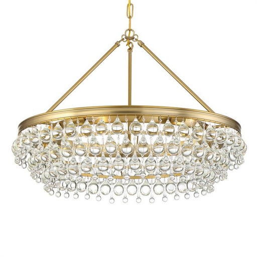 Calypso 6 Light Crystal Teardrop Vibrant Gold Chandelier