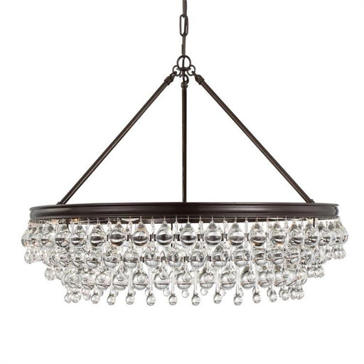 Calypso 6 Light Crystal Teardrop Bronze Chandelier