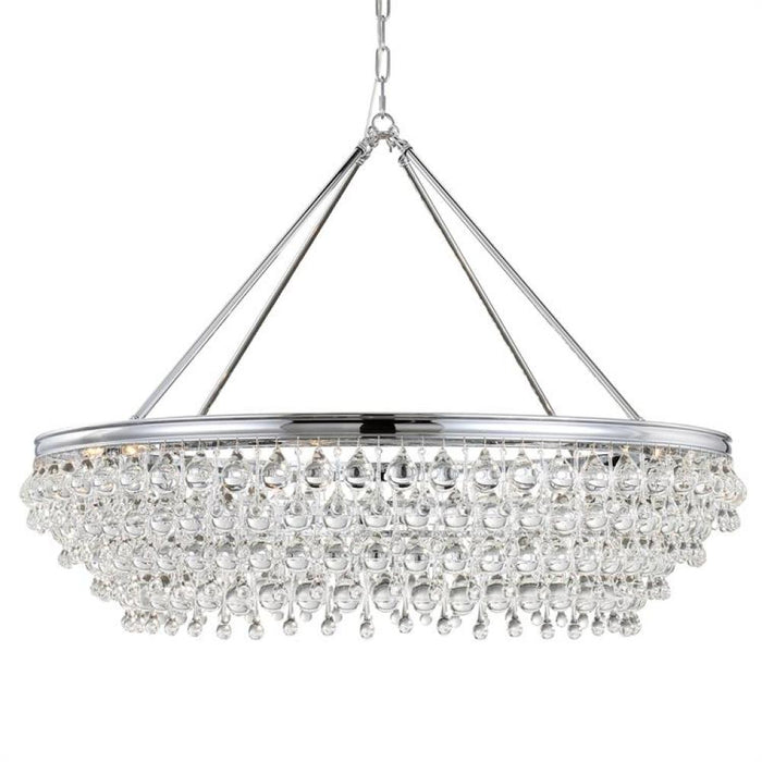 Calypso 8 Light Crystal Teardrop Polished Chrome Chandelier