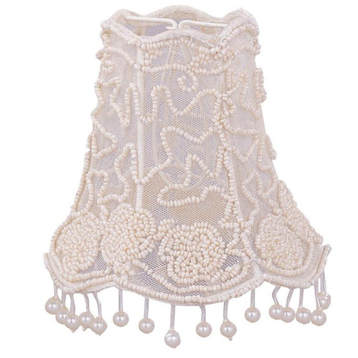 Crystorama 5" Pearl Beaded Shade w/ Dangling Pearls Mini Shade