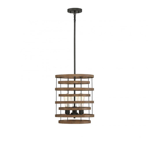 Blaine 3 Light  Natural Walnut W/ Black Accents Pendant