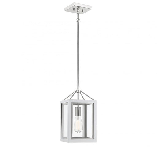 Carlton 1 Light  White W/ Polished Nickel Accents Pendant