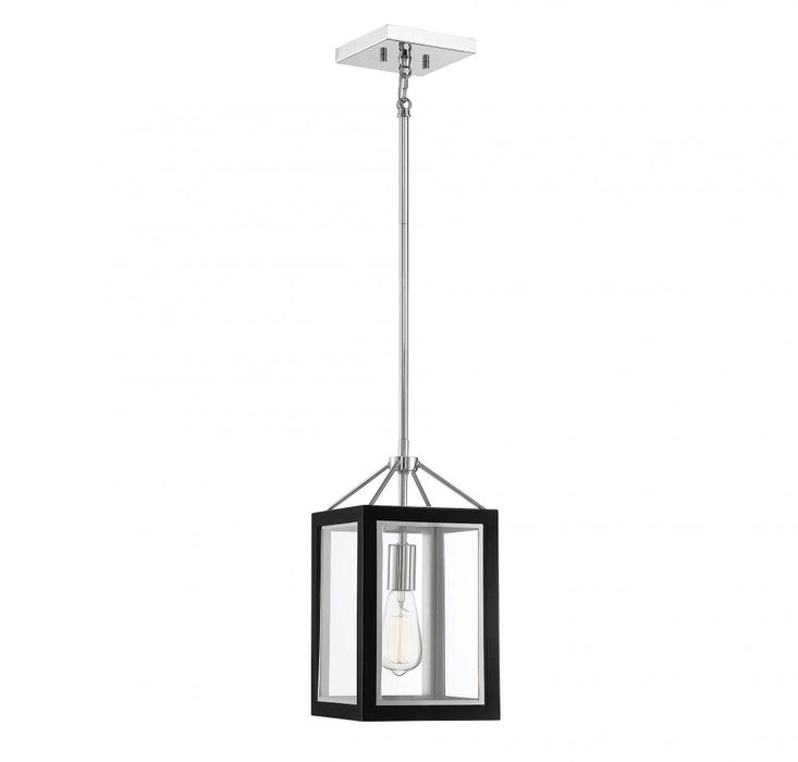 Carlton 1 Light Black W/ Polished Nickel Accents Pendant