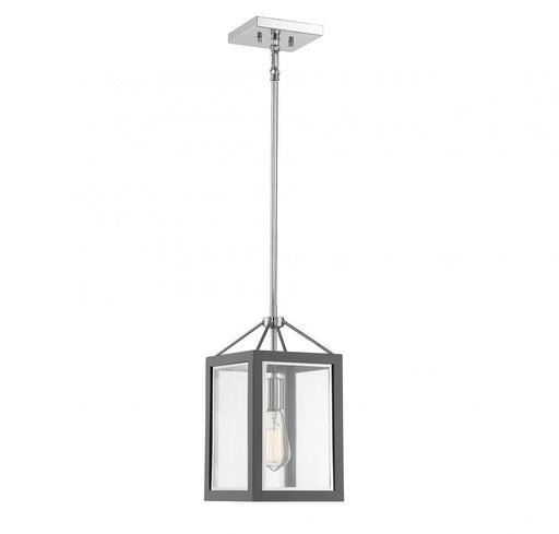 Carlton 1 Light  Gray W/ Polished Nickel Accents Pendant