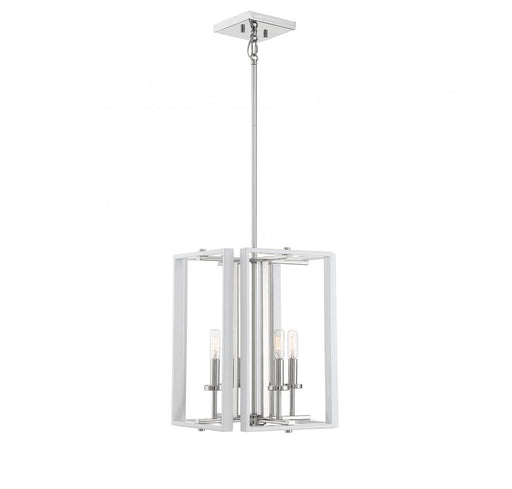 Champlin 4 Light  White W/ Polished Nickel Accents Pendant