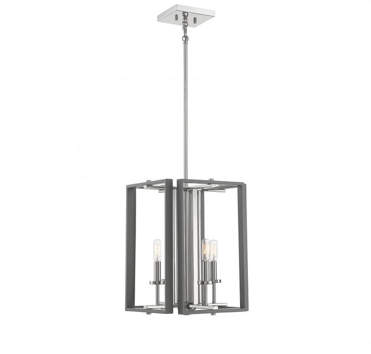 Champlin 4 Light  Gray W/ Polished Nickel Accents Pendant