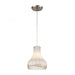 Coastal Scallop 1-Light Mini Pendant in Satin Nickel with Opal White and Clear Glass