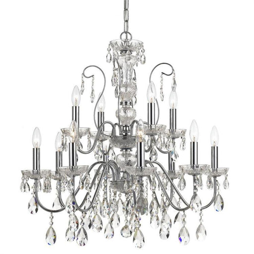 Butler 12 Light Hand Cut Crystal Polished Chrome Chandelier