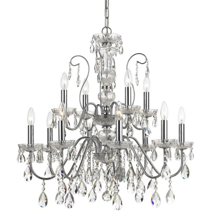 Butler 12 Light Hand Cut Crystal Polished Chrome Chandelier