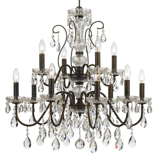 Butler 12 Light Hand Cut Crystal English Bronze Chandelier