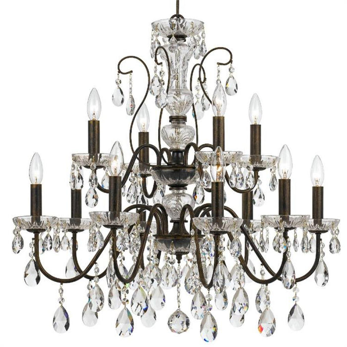Butler 12 Light Hand Cut Crystal English Bronze Chandelier