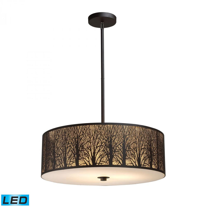 Woodland Sunrise 5-Light Chandelier in Aged Bronze with Woodland Shade - Includes LED Bulbs