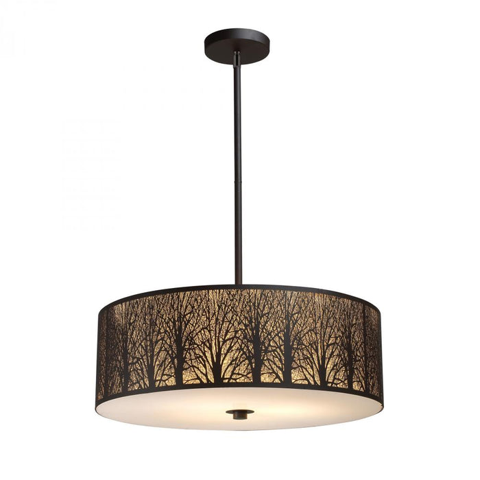 Woodland Sunrise 5-Light Chandelier in Aged Bronze with Woodland Shade