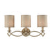Estonia 3-Light Vanity Lamp in Aged Silver with Beige Fabric Half-Shades
