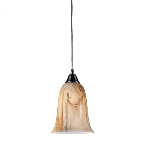 Granite 1-Light Mini Pendant in Satin Nickel with Marbleized Amber Glass - Includes LED Bulb