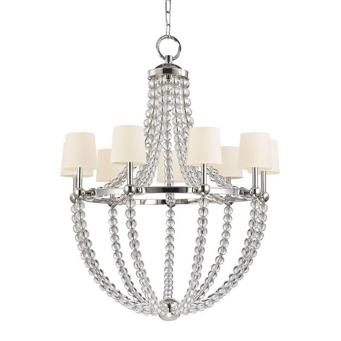 9 LIGHT CHANDELIER w/WHITE SHADE